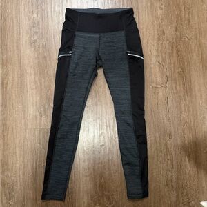 Athleta black fleece lined tight small legging Polartec powerlift pockets warm